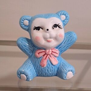 Vintage Ceramic Blue Bear Figurine.